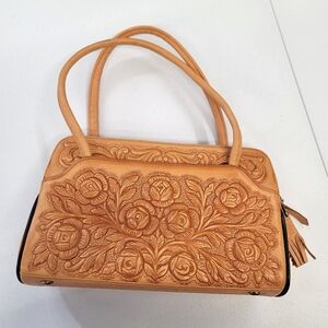 Mont- Abur Mexican flower embossed  leather Handbag